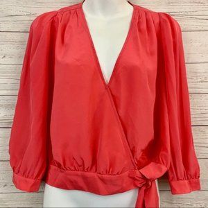 NWOT Madewell silk wrap top bow tie waist surplice